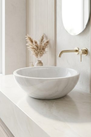 Hapsera White Natural Stone Sink